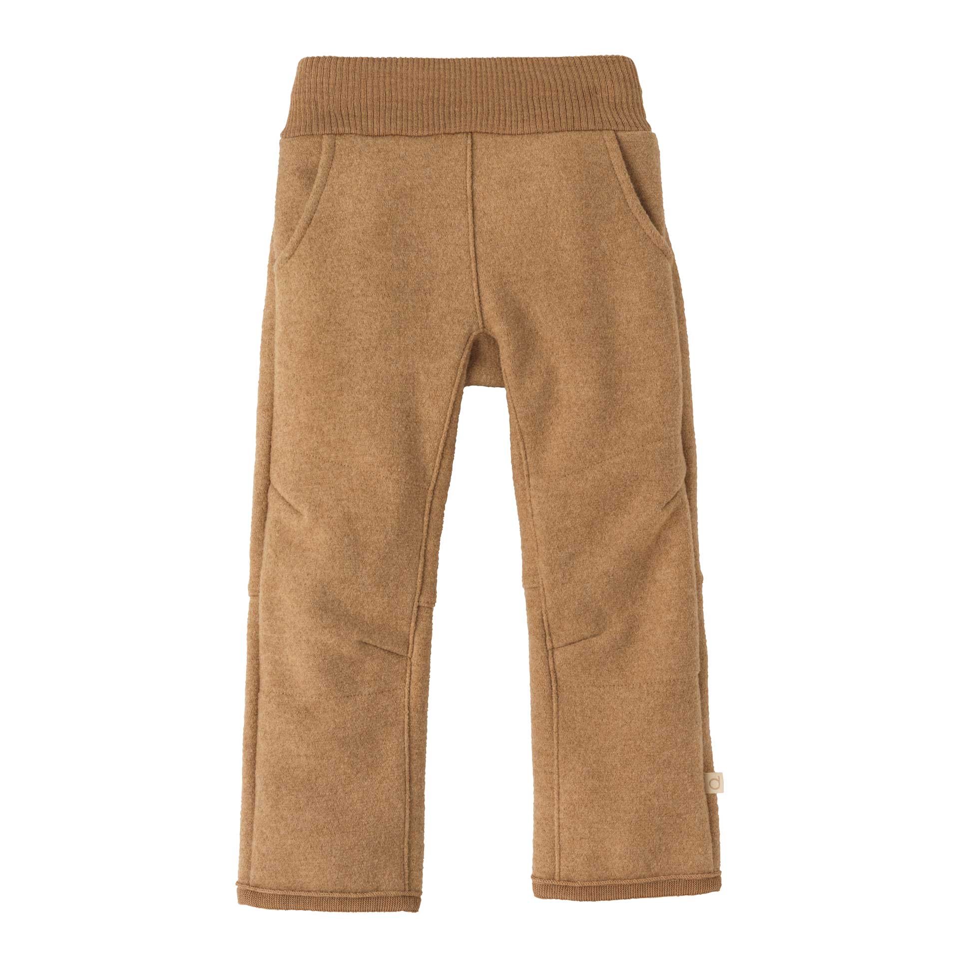 disana Walk-Hose Karamell, Wollwalk und Strick aus Bio-Merinowolle mit bequemem elastischem Bund und vorgeformten Kniepartien